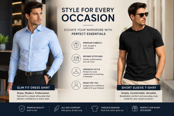 Short Sleeve T-Shirt & Slim Fit Dress Shirts
